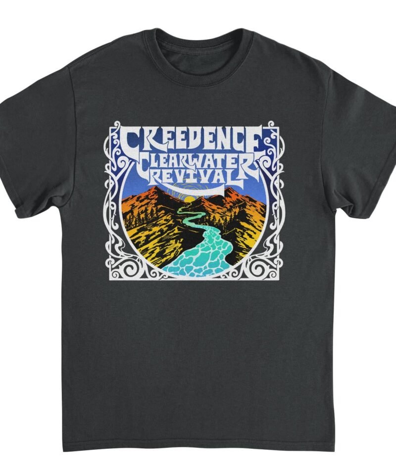 Creedence Clearwater Revival Retro Mountains Black T-Shirt