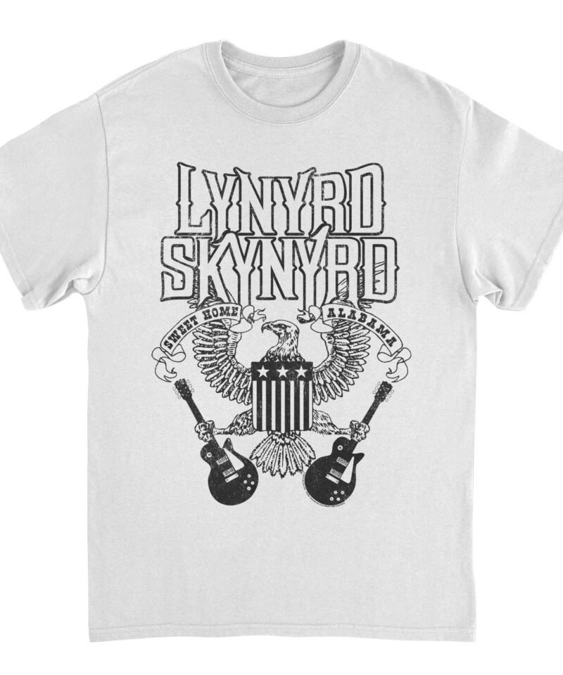 Lynyrd Skynyrd Guitars American Shield Black White T-Shirt