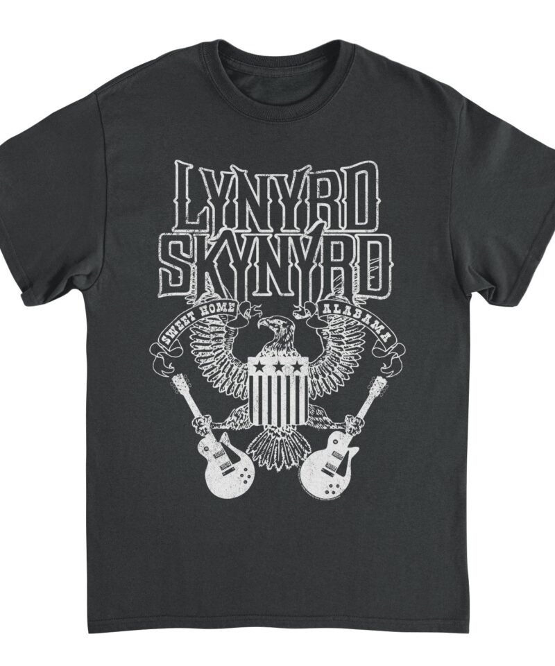 Lynyrd Skynyrd Guitars American Shield White Black T-Shirt