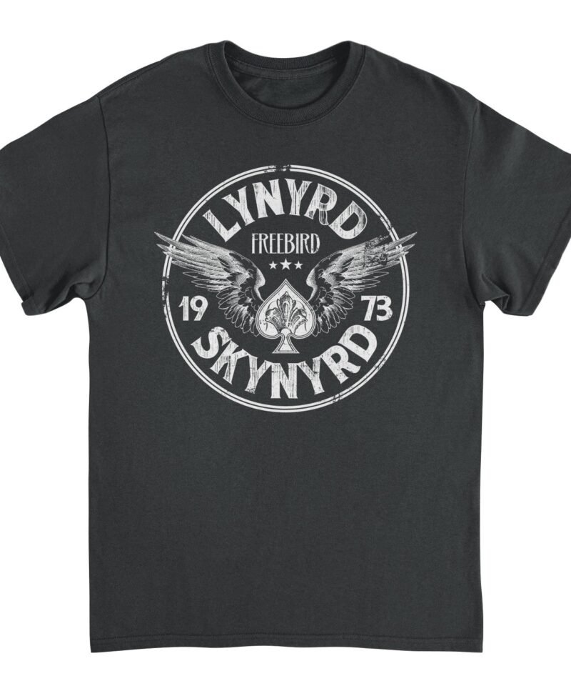 Lynyrd Skynyrd Firebird 1973 Ace Circle White Black T-Shirt