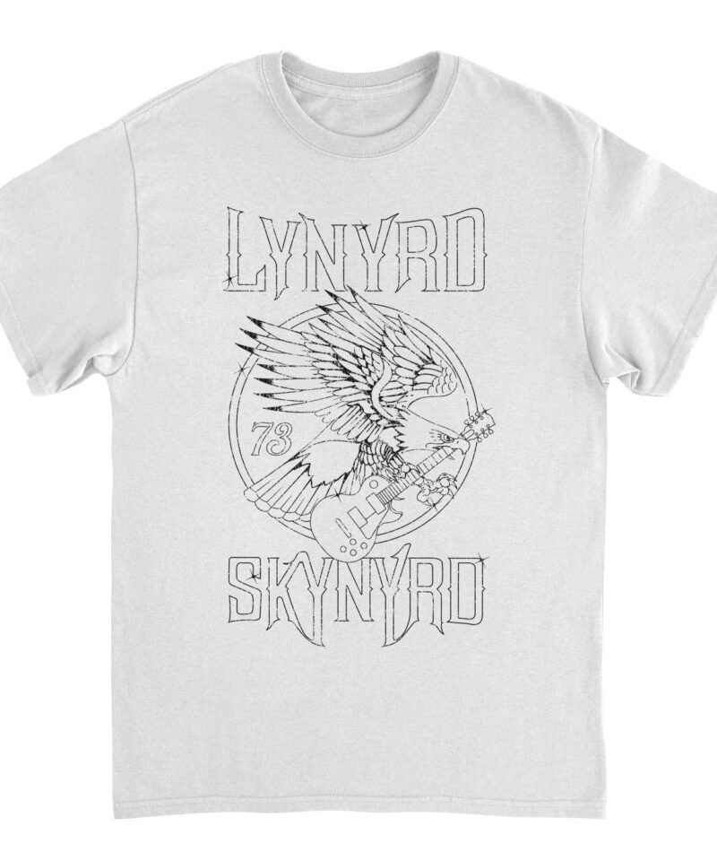 Lynyrd Skynyrd Outlined Eagle Guitar Black White T-Shirt
