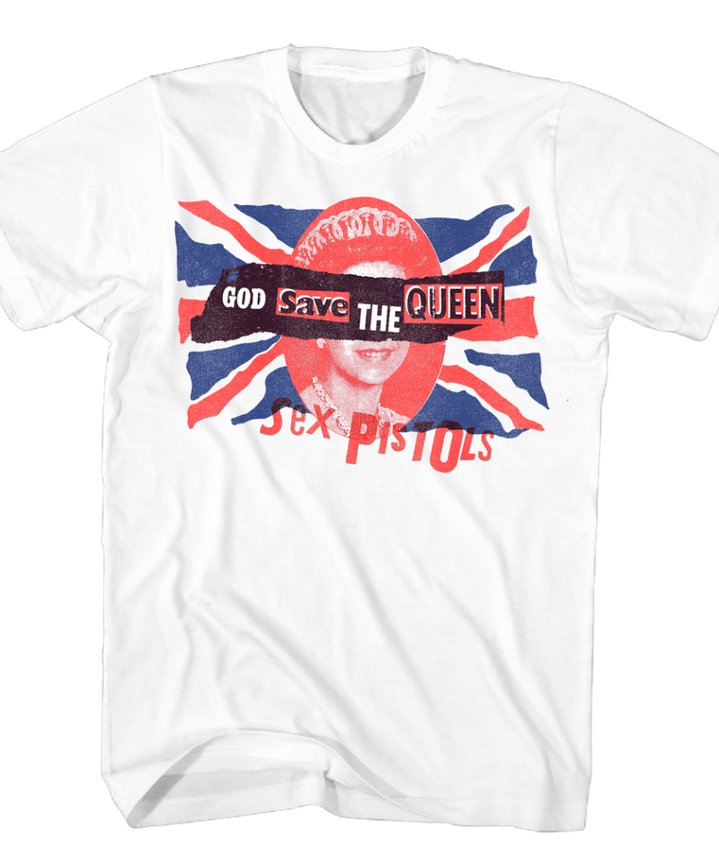 Sex Pistols God Save The Queen Front and Back  Print White T-Shirt