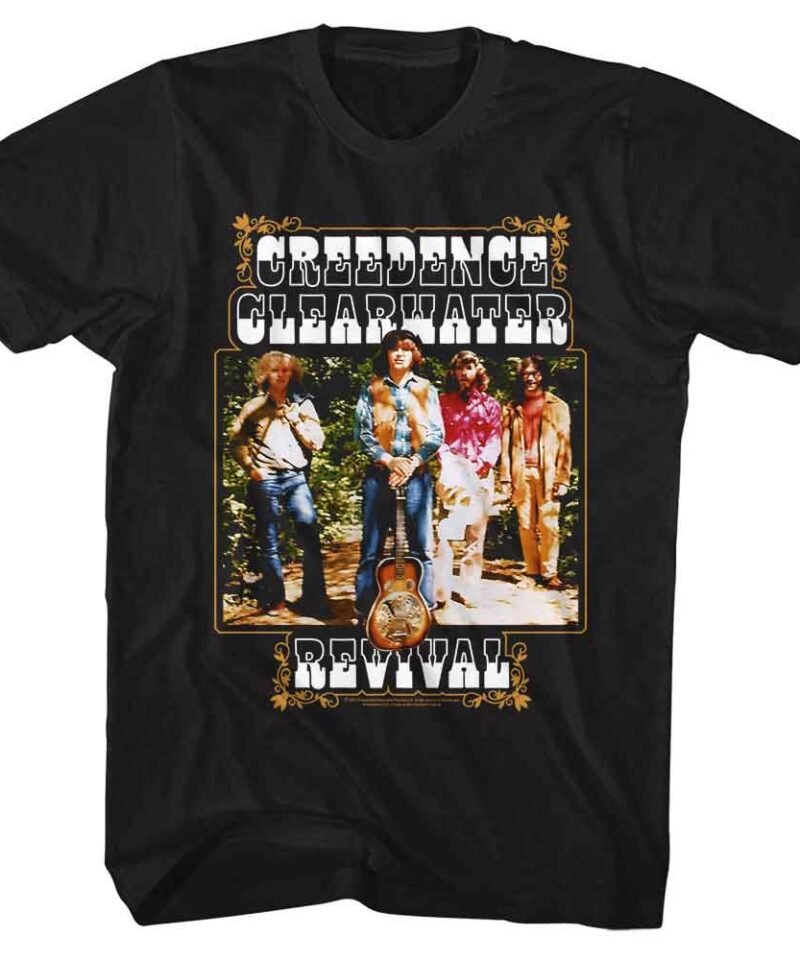 Creedence Clearwater Revival CCR Band and Fancy Box Black T-Shirt
