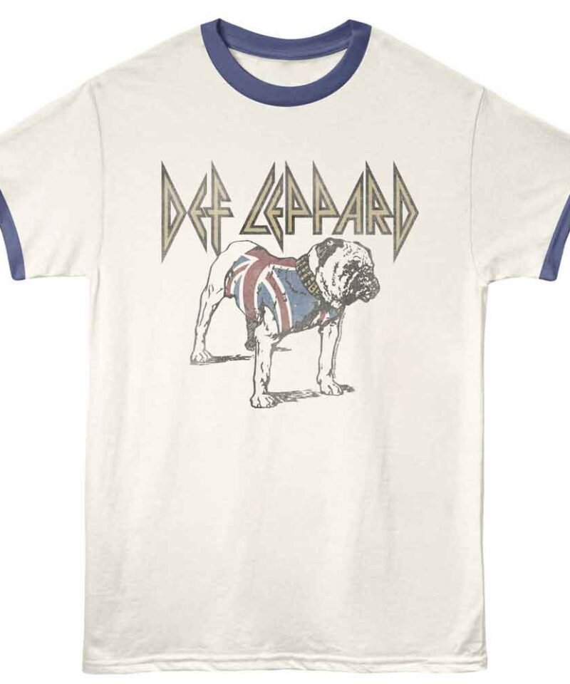 Def Leppard Dog Vintage White India Ink Ringer T-Shirt