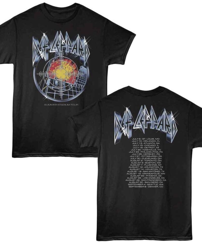 Def Leppard Summer Stadium Black Front & Back Print T-Shirt