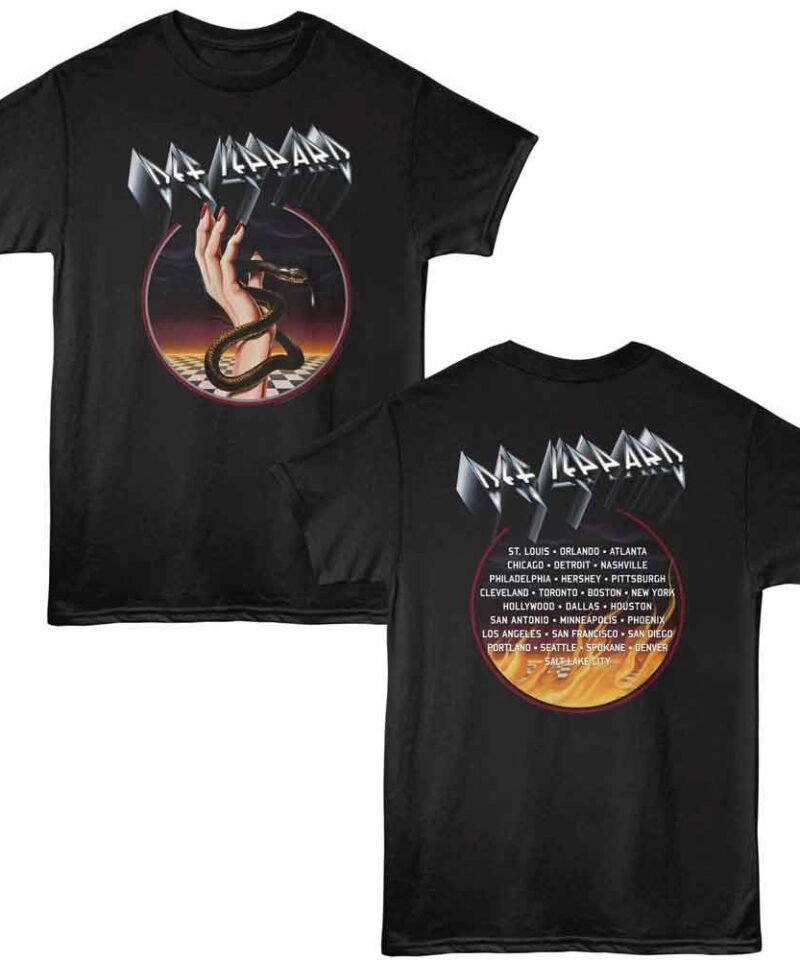 Def Leppard Snake Hold Black Front & Back Print T-Shirt