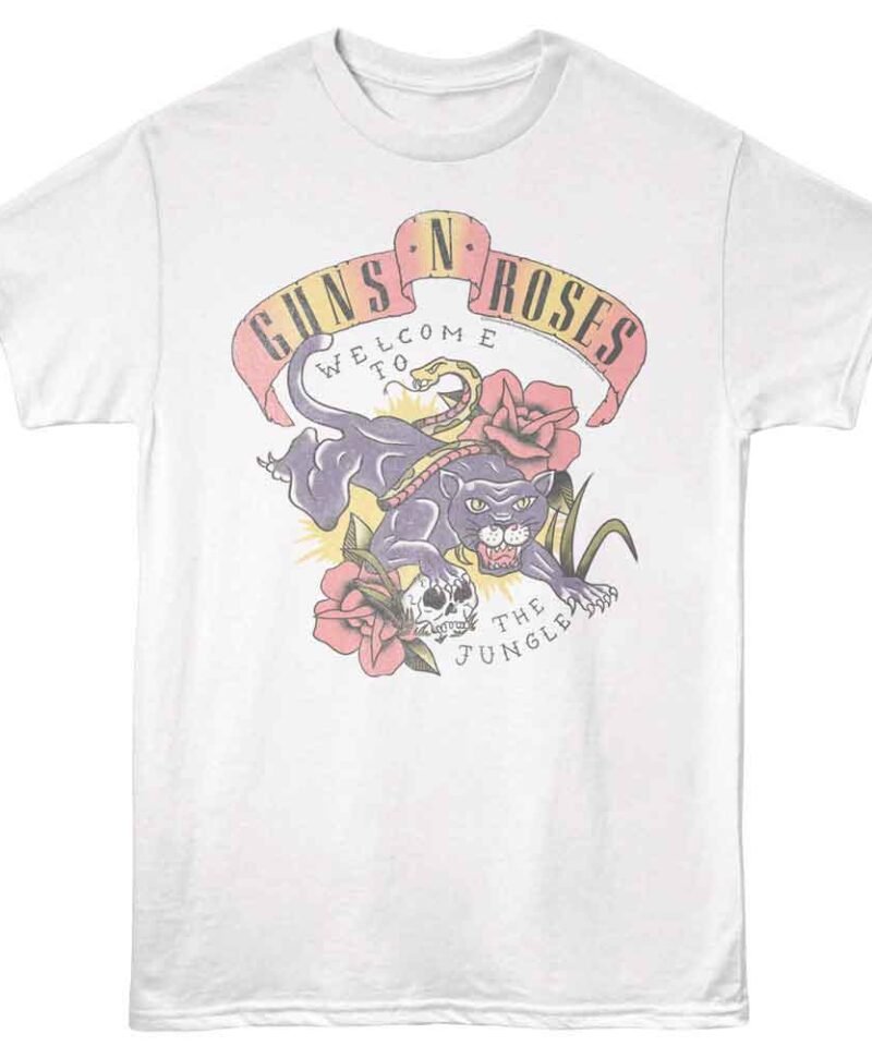 Guns n Roses GNR Tattoo Style Jungle White T-shirt