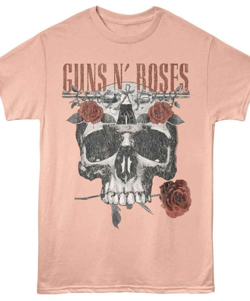 Guns n Roses Guns n Roses Flower Skull Peach T-Shirt