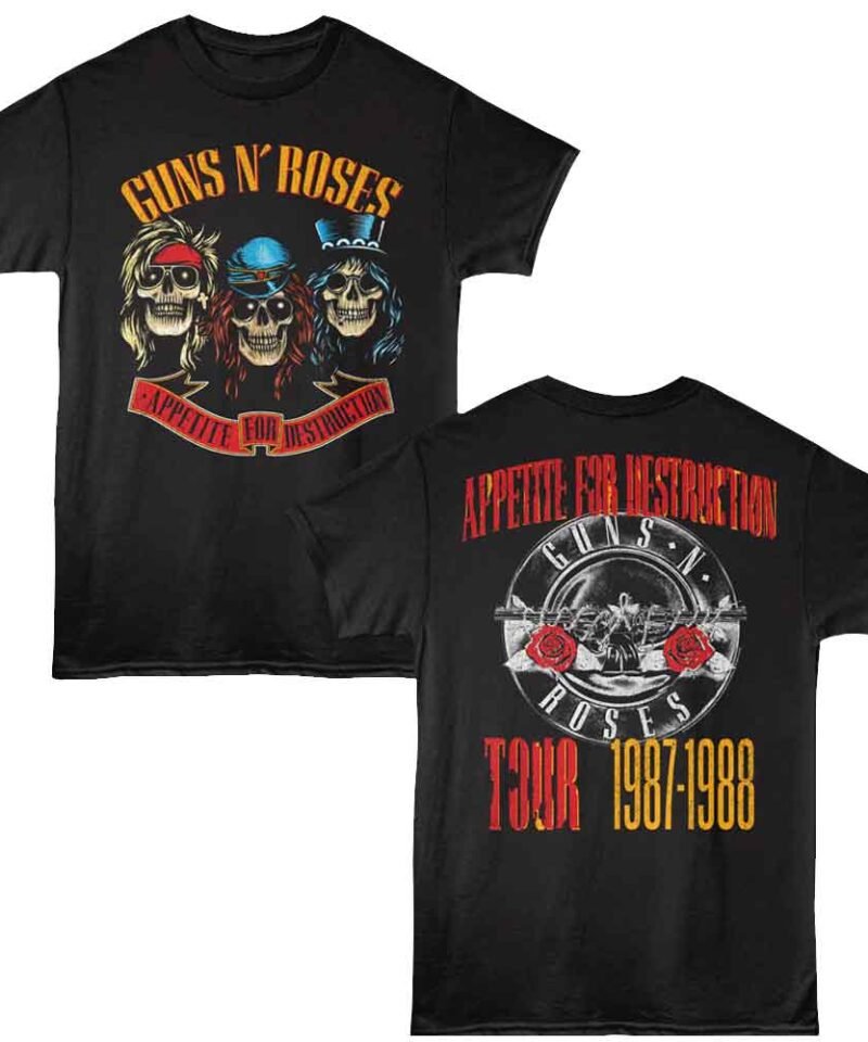 Guns n Roses AFD Tour Black Front & Back Print T-Shirt
