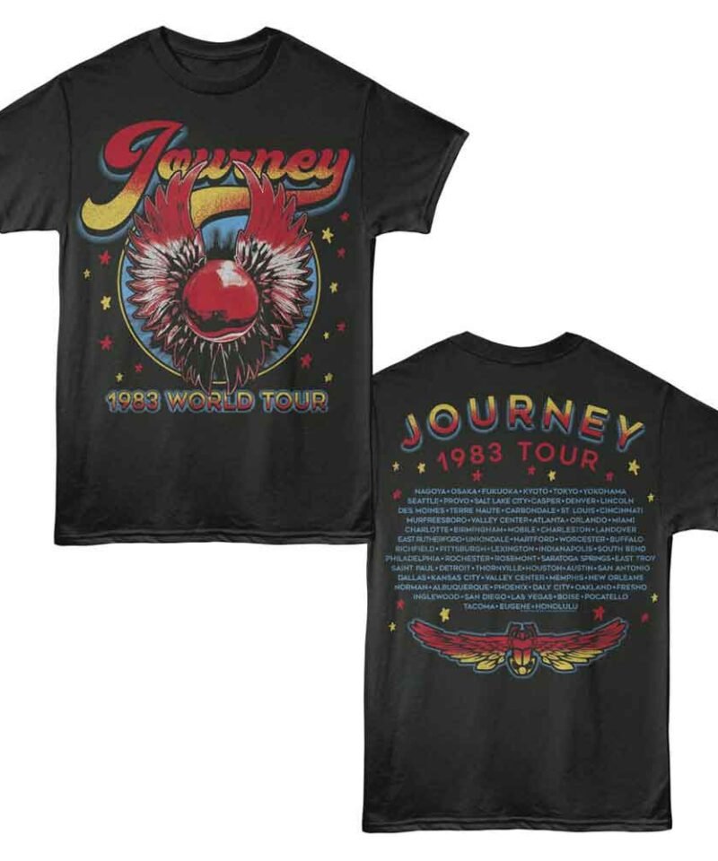 Journey 1983 World Tour 2-Sided Print Smoke T-Shirt