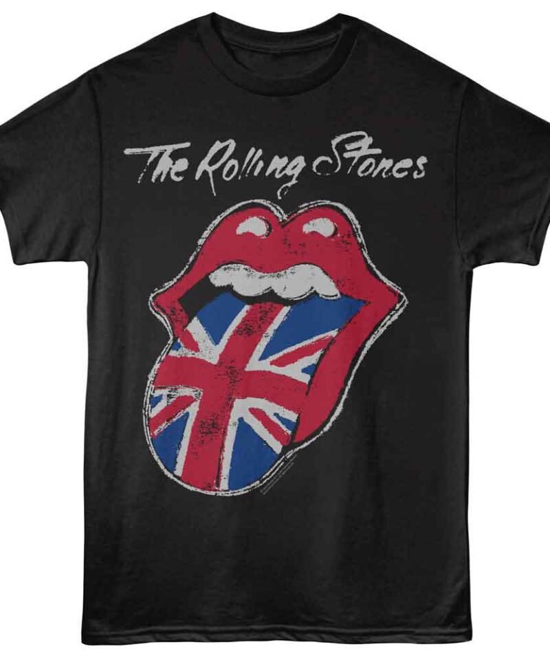 Rolling Stones Painted Uk Tongue Black T-shirt