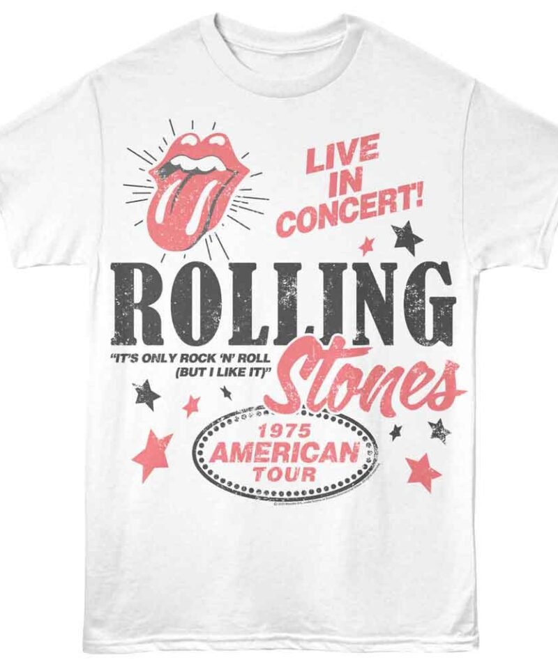 Rolling Stones 1975 American Tour White T-Shirt