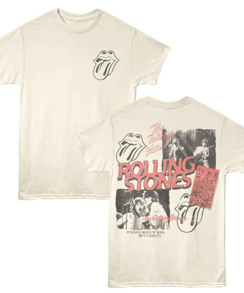 Rolling Stones Collage Front and Back Print Natural T-Shirt