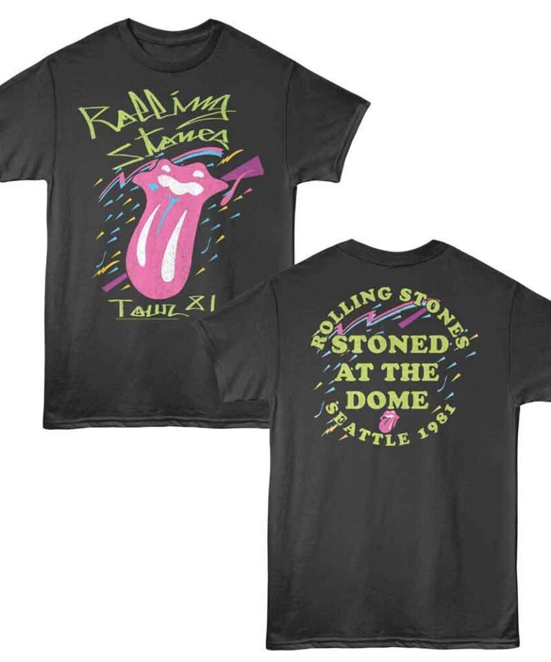 Rolling Stones Stoned at Dome Smoke Front & Back Print T-Shirt