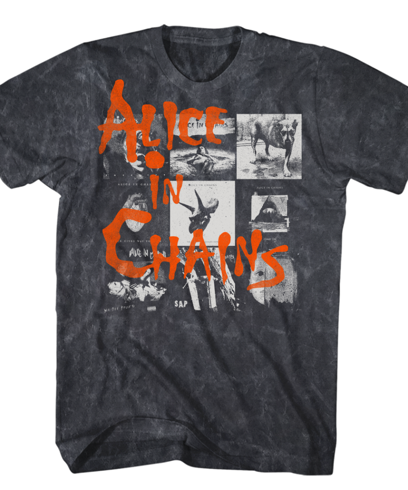 Alice and Chains Album Covers Black Mineral Wash T-Shirt