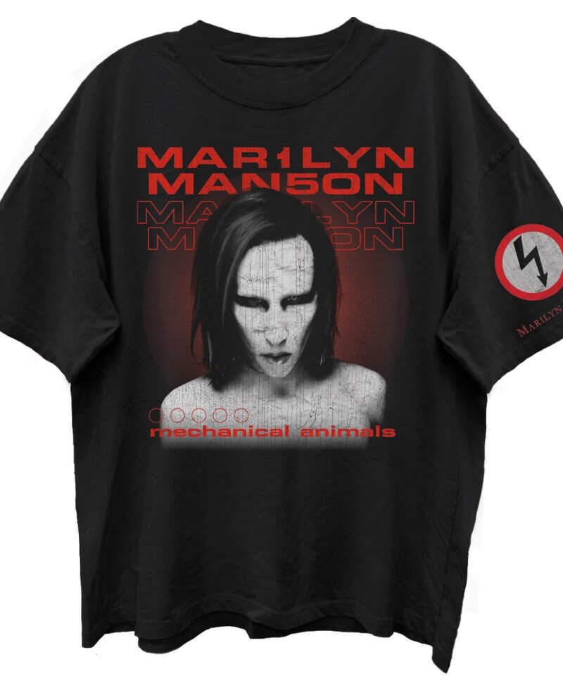 Giant Vintage Marilyn Manson Mechanical Animal Limo Black Enzyme Washed T-Shirt