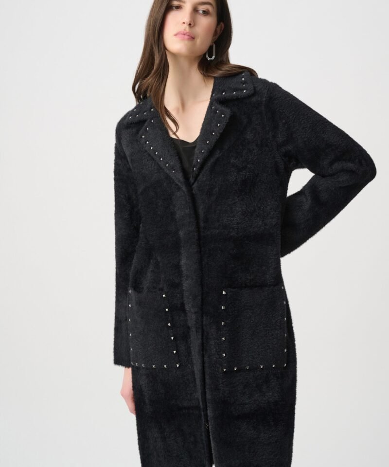 Studded Sweater Coat- Black