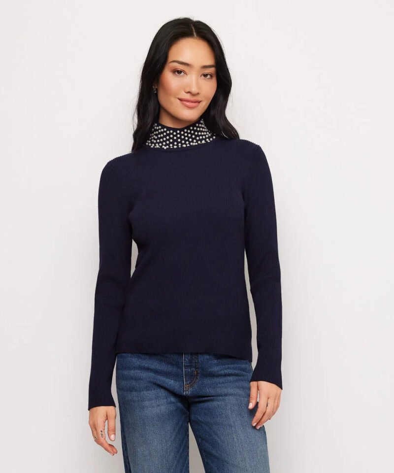 Pearl Turtleneck Sweater- Navy