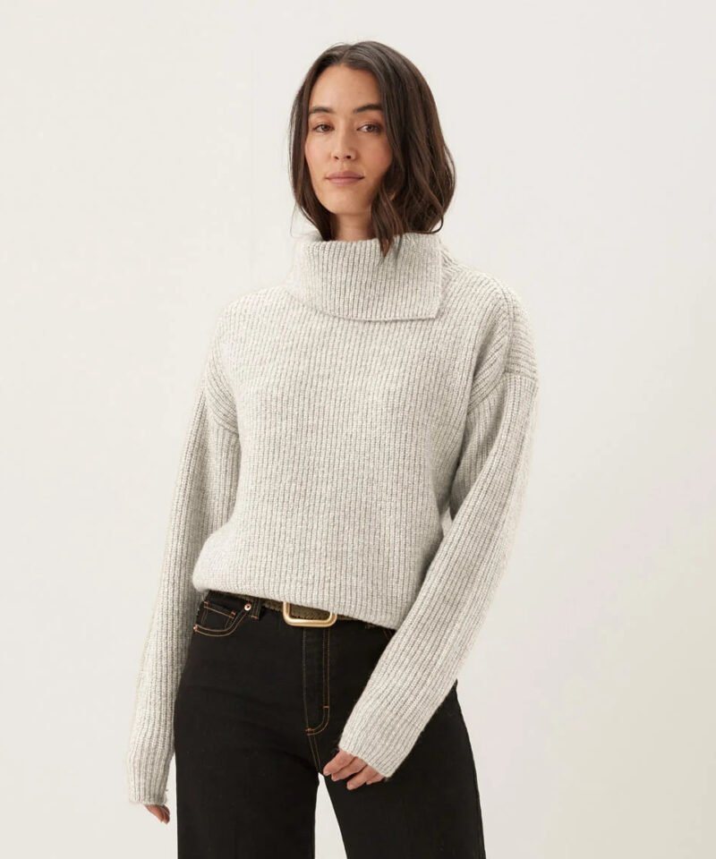 Split Neck Sweater- Ecru