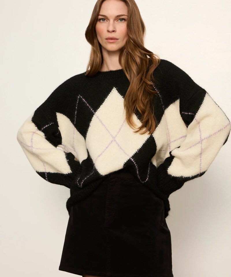 Argyle Crew Sweater- Purple Smoke