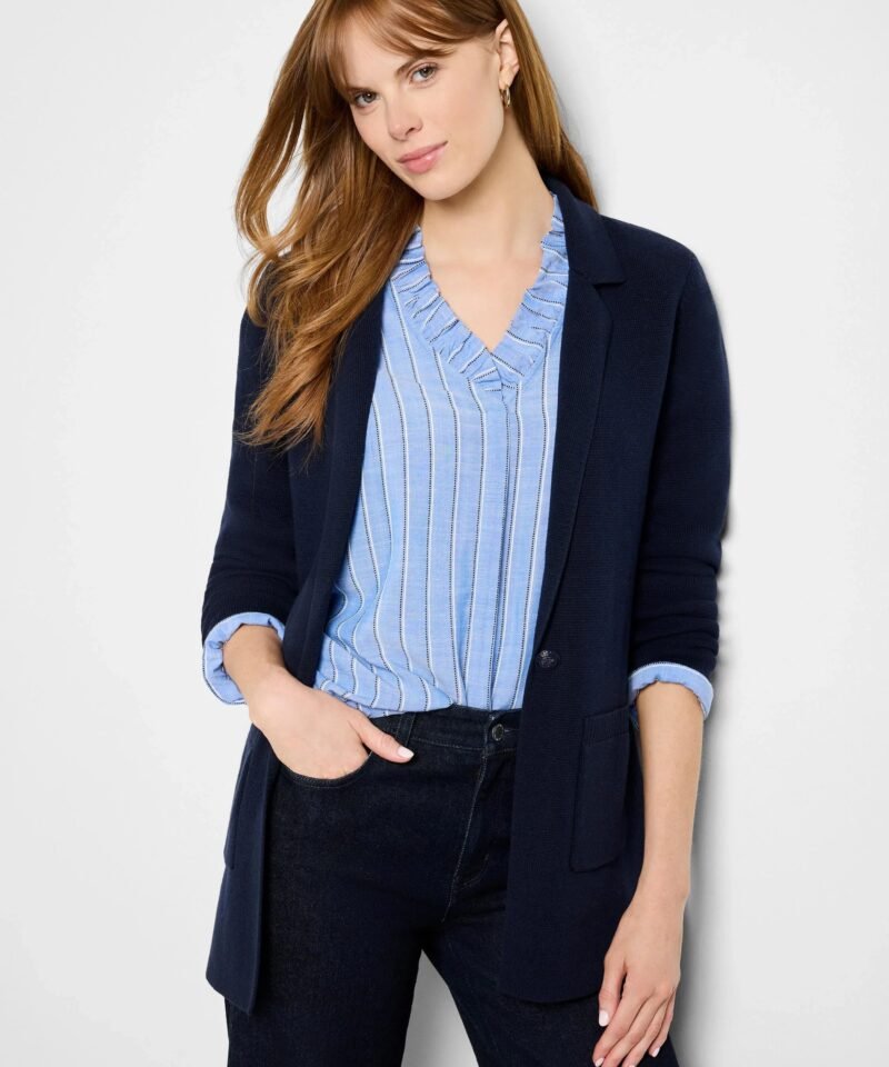 Elegant Knit Blazer- Dark Indigo