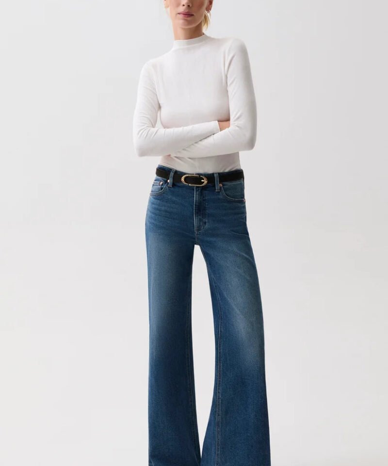 Vivian Mid Rise Wide Leg- Blue Depths