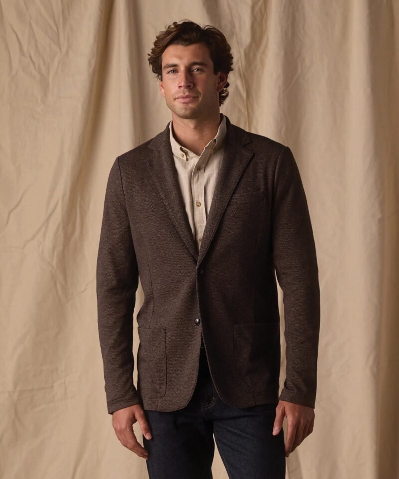 Stretch Knit Blazer- Brown