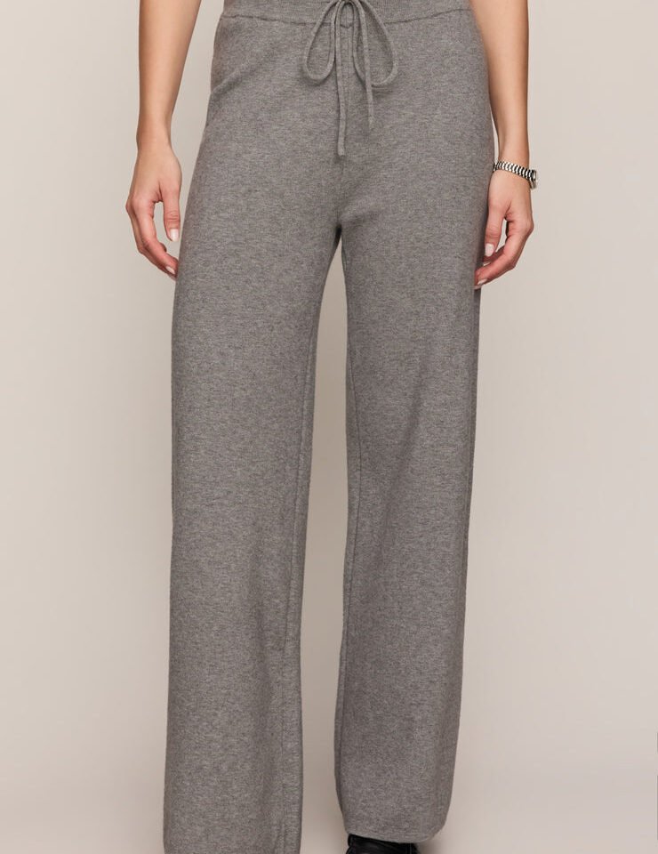 Take It Easy Wide Leg Sweater Pant- Classic Heather Grey
