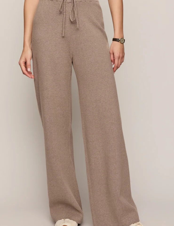Take It Easy Wide Leg Sweater Pant- Heather Ash