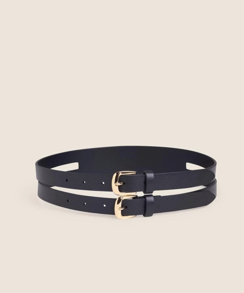 The Double Take Belt- Black/ Polished Gold