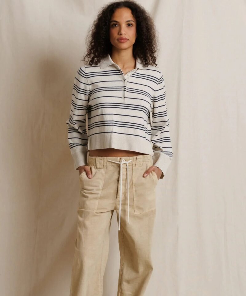 Ximena Stripe Cotton Cashmere Cropped Striped Sweater